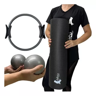 Kit Yoga Mat Confort + Toning Balls 1kg + Flex Ring Dafoca