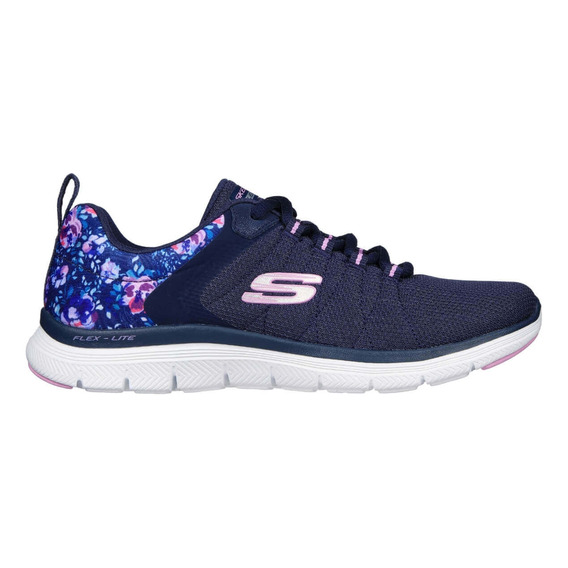 Tenis Skechers Mujer Flex Appeal 4.0 - Let It Blossom Azul -