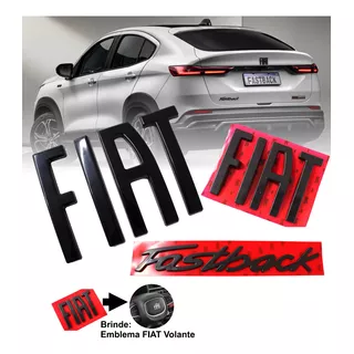Kit Emblemas Preto Fiat Fastback Audace Impetus Limited