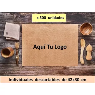 Individual Descartable Kraft Con Tu Logo X 500 Manteles
