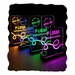 Troféu Iluminado De Led Personalizado Acrílico Competições