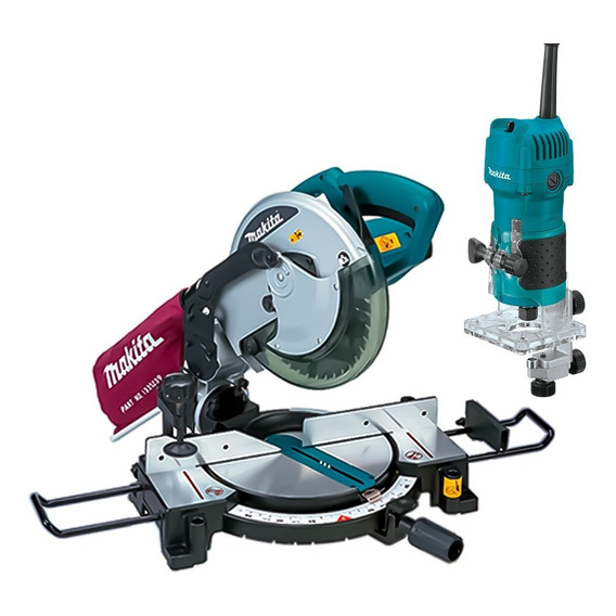 Kit Makita De Sierra Inglete Mls100 De 10 Pulgadas + Router 