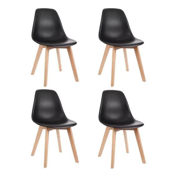 Silla Eames De Diseño Sin Almohadon Set X4 Gardenlife