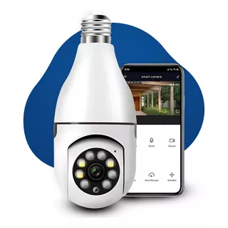 Camera Wifi Lampada Ip 360 Segurança Full Hd Visão Noturna Cor Branco