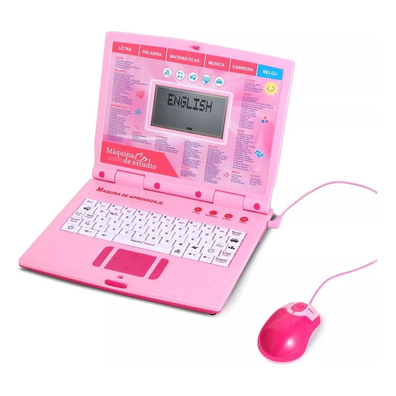 Computadora Didactica Infantil De Juguete Ingles Español Color Rosa