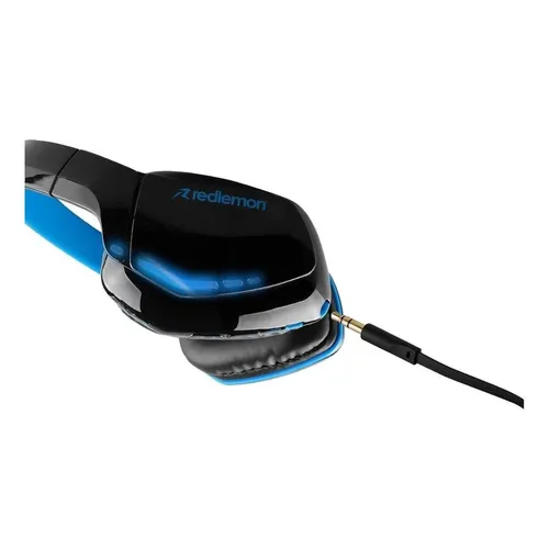 Fone de ouvido over ear gamer sem fio Redlemon B3500 preto e azul