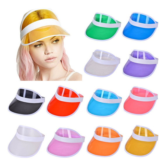 Viseras Plásticas Retro Pvc De Colores X 12 Unidades