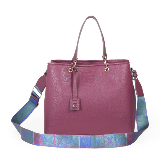 Bolsa Satchel Para Mujer Cloe Con Charm Decorativo Color Bordó