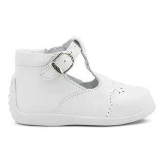 Zapato Niña Andanenes Piel Con T Blanco Broche Soporte Arco