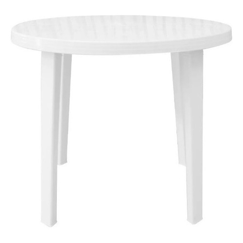 Mesa Plastica Redonda Jardin Exterior 90cm Reina Color Blanco