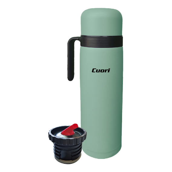 Termo Cuori 1 Lt Acero Inox Con Asa Tapon Cebador Tero Color Verde claro