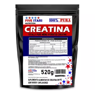 Creatina Monohidratada 520g - 100% Pura Five Stars Nutrition