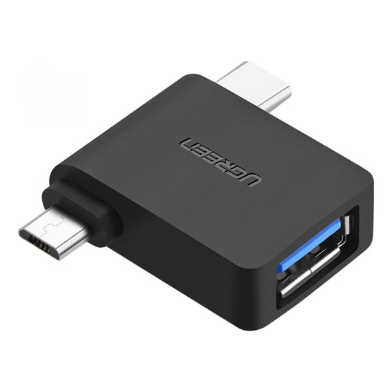 Adaptador Otg 2 En 1 Micro Usb Y Tipo C A Usb Hembra/ Ugreen Color Negro