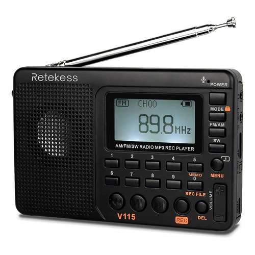 Radio  Retekess V115 V115 digital portátil color negro