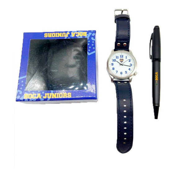 Excelente Set De Reloj Boca Juniors Y Boligrafo En Caja