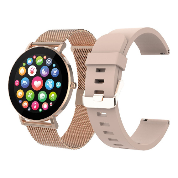 Smartwatch X-view Quantum Q6 + Malla De Ip68 Metal Color De La Caja Rosa