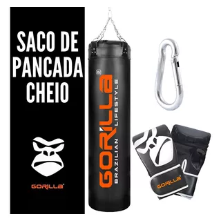 Saco Pancada Grande 160x100 Cheio + Luva Bate Saco Gorilla