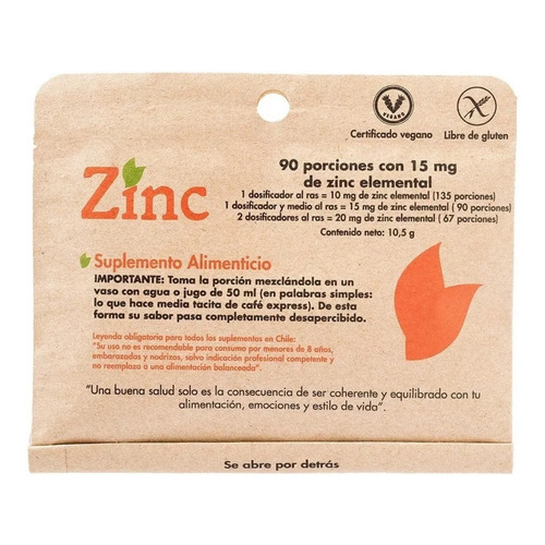 Zinc Dulzura (90 Porciones Con 15 Mg