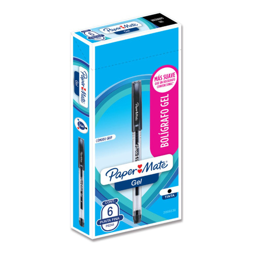 Boligrafo Gel Paper Mate Ultra Fino Negro Caja X6