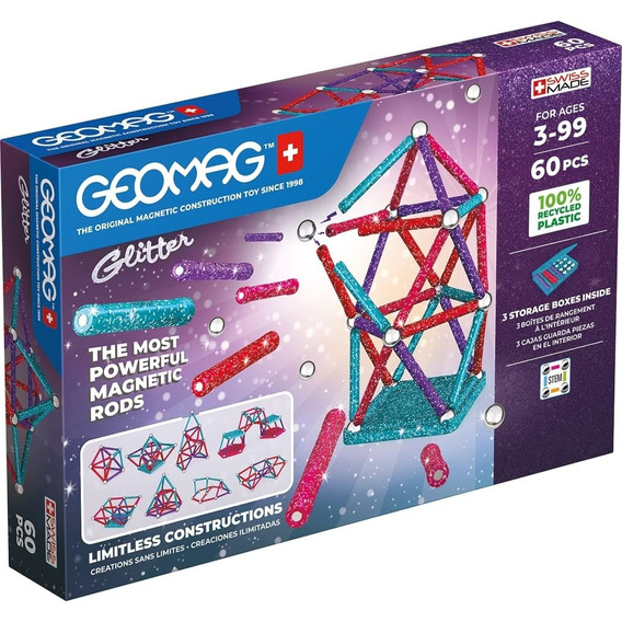 Geomag bloques Magneticos Glitter 60 piezas Cantidad de piezas 60