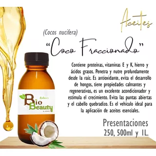 Aceite De Coco Fraccionado 1 Litro Masaje Terapia Bio Beauty