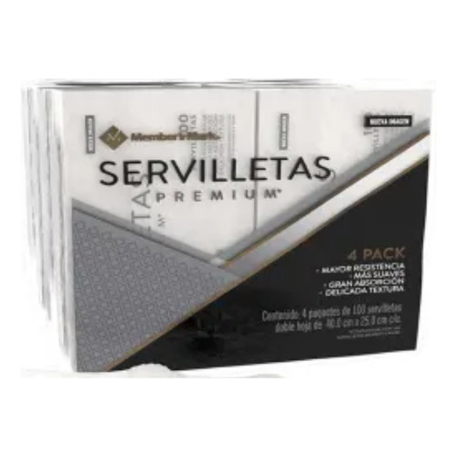 Servilletas Member's Mark Premium  4 Paquetes Con 100 Piezas