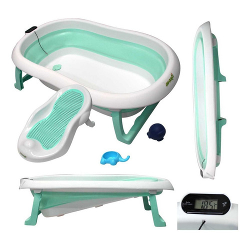 Bañera Para Bebe Avanti Plegable Con Soporte Reductor Color Verde