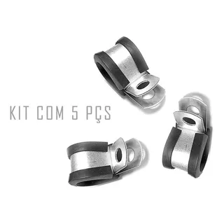 Kit 5 Peças Abraçadeira Emborrachada 10mm Furo 6mm Cor Preto