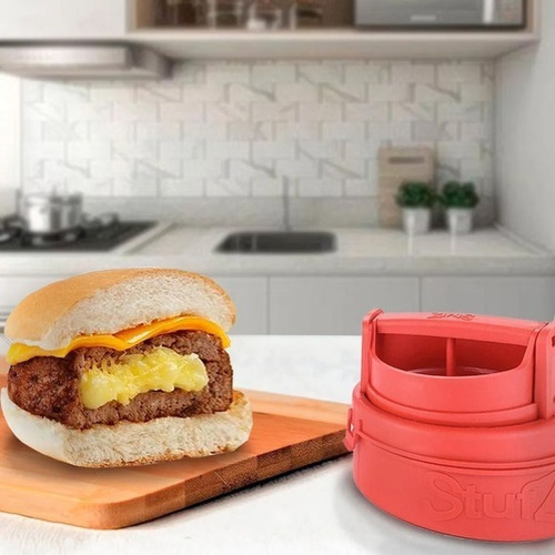 Máquina formadora Stufz Stufz con forma de hamburguesa rellena, color rojo