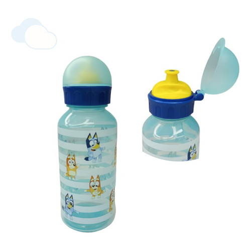 Botella Plástica Infantil Bluey 370 Ml Color Celeste