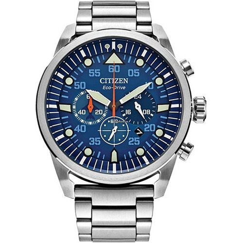 Reloj Citizen Grabado 61572 Eco-drive Hombre Avión Color Del Fondo Azul 61572