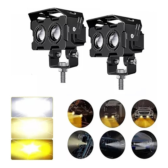 1 Par Faros  Lupa De Color Doble 120w Para Auto Moto