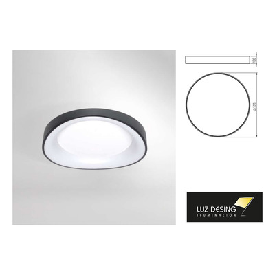 Plafon Led Sweet Negro 36w Cct Deco Moderno Lk