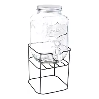 Frasco Dispenser Canilla Con Soporte Vidrio 5 Litros Jugos