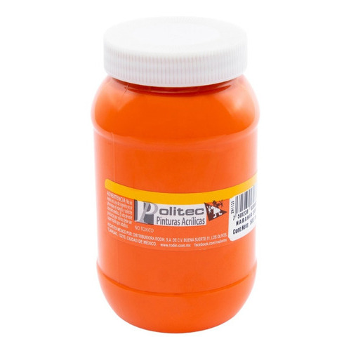 Pintura Acrilica Politec 500 Ml Acrilico Colores A Escoger Color Naranja #308