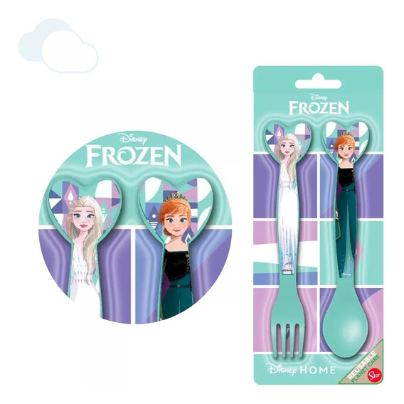 Set Cubiertos Cuchara Tenedor Frozen Alimentación Infantil