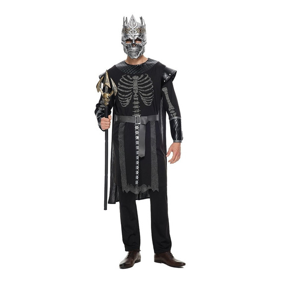 Disfraz De Halloween De Rey Esqueleto Para Hombre, Trajes De Skull Knight Para Adultos Con Máscara
