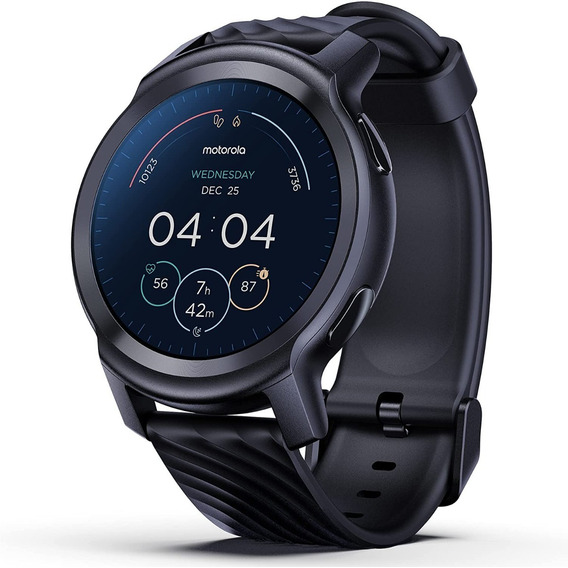 Smartwatch Motorola Moto Watch 100 1.3" caja 42mm de  aluminio  negra, malla  negra de  silicona y bisel  phantom black