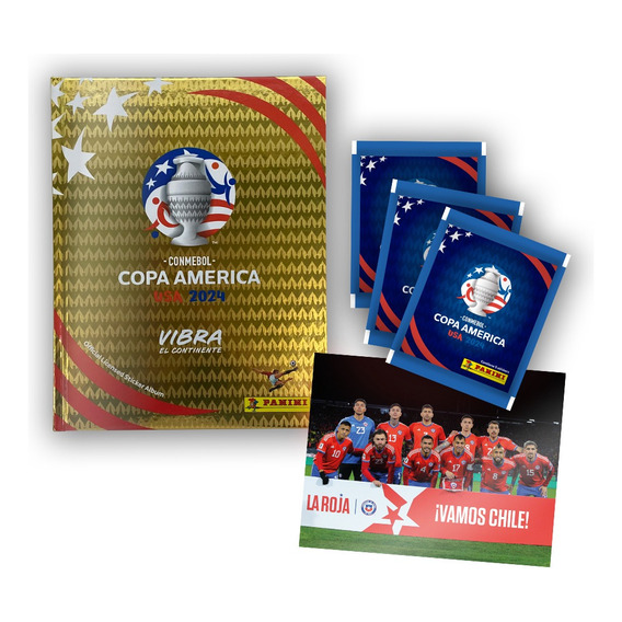 Pack Álbum Tapa Dura Oro + 50 Sobres - Copa America 2024