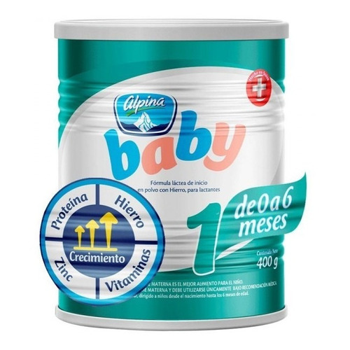 Leche de fórmula en polvo sin TACC Alpina Baby 1 en lata de 1 de 400g - 0  a 6 meses