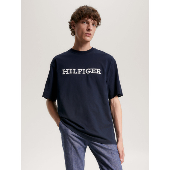 Playera Azul Con Monotipo Tommy Hilfiger De Hombre