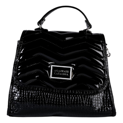 Cartera Charol Anne Agarrate Catalina Q Color Negro Croco Diseño De La Tela Liso