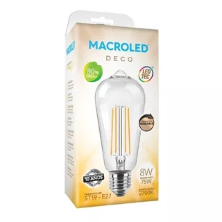 Lámpara Led Filamento Macroled Deco St19 8w Dimerizable Bar