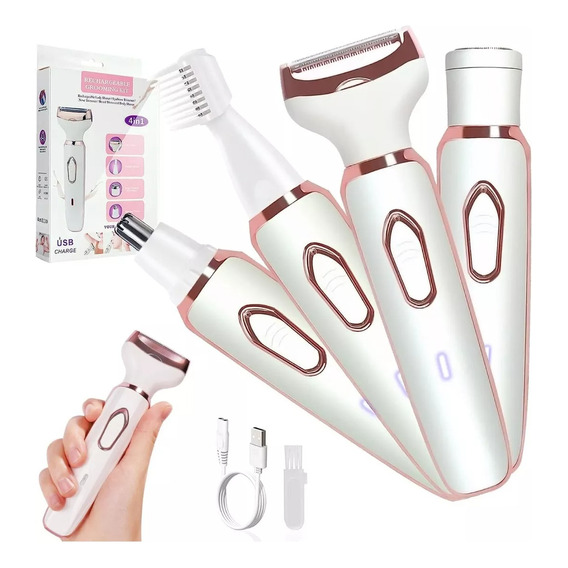 Kit Depiladora Eléctrica 4 En 1 Para Facial Lavable Mujer