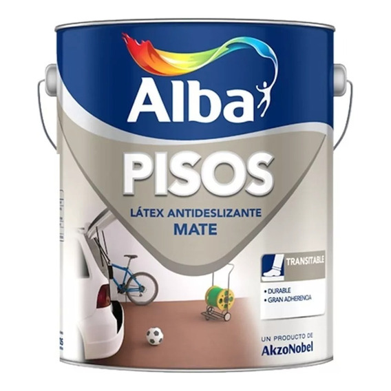 Alba Pisos Antideslizante  4  Lt - Acabado Mate Color Gris Ceniza