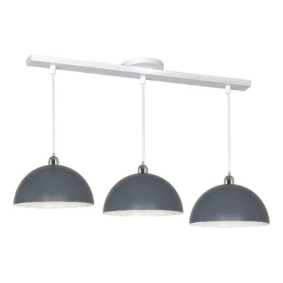 Lampara Colgante 3 Luces Deco Moderno Apto Led E27 Geo Gris Con Cromo 1
