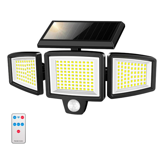 Reflector Luz Solar 210 Led Sensor Mov 3 Cuerpos Con Control