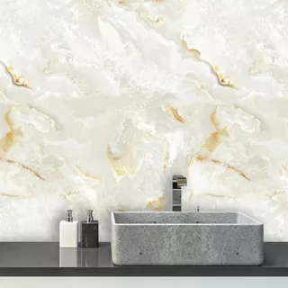 Papel De Parede Mármore Carrara Branco Pode Molhar Rolo 10m 
