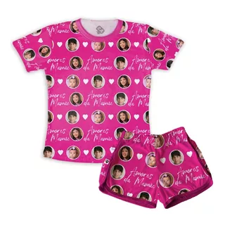 Pijama Feminino Personalizado Com Foto Amores Da Mamãe 