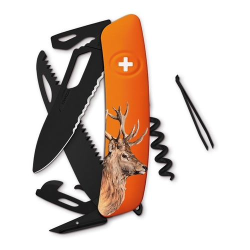 Navaja Suiza Single Hand Sh05 Tr Venado Color Naranja Swiza